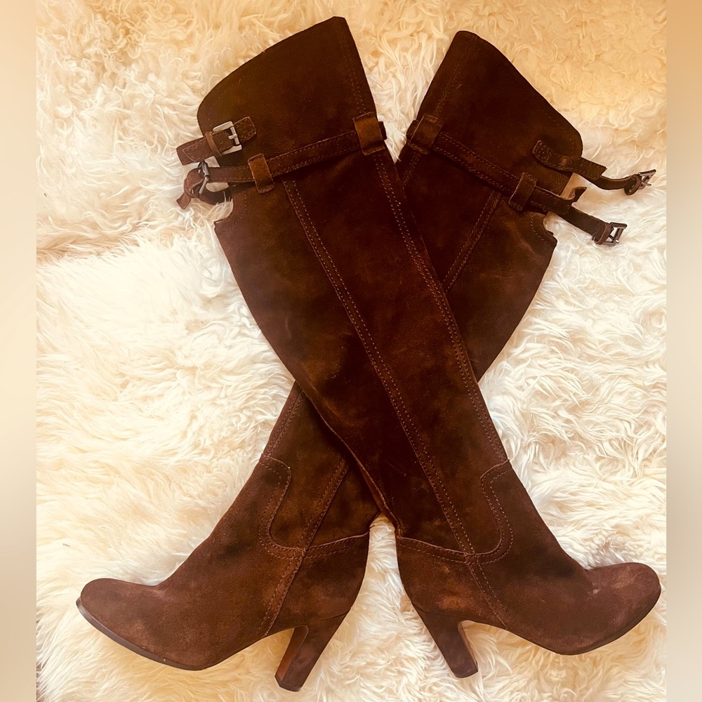 Sam Edelman Sutton Brown Suede Leather over the knee boots